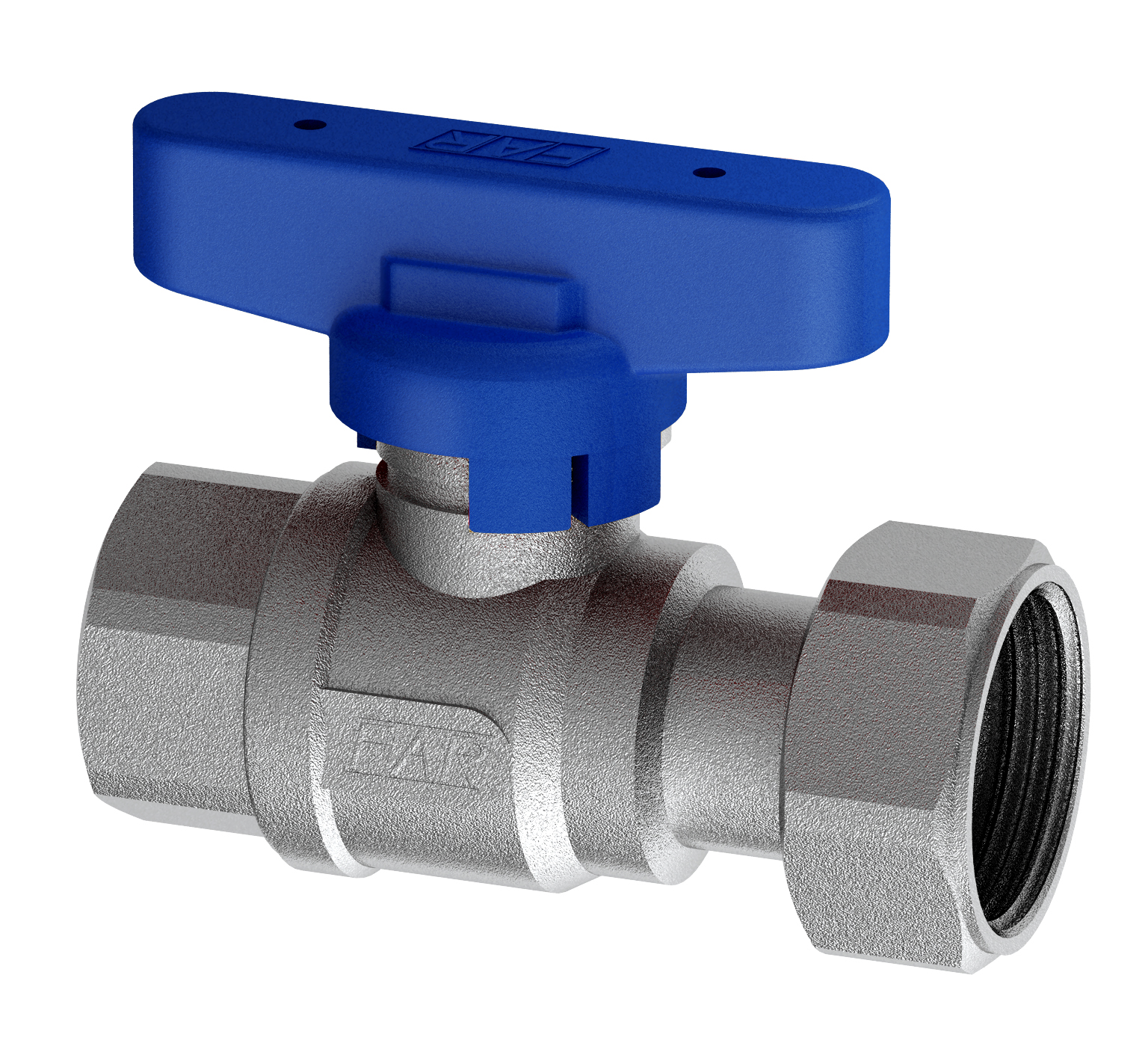 Кран шаровой лат. 3/4"ВР -1"накид.гайка (бабочка, красн.)