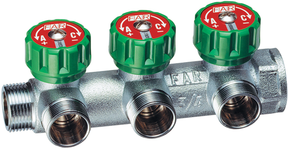 Регулируемый коллектор 3/4" с 3 отв. М24х19