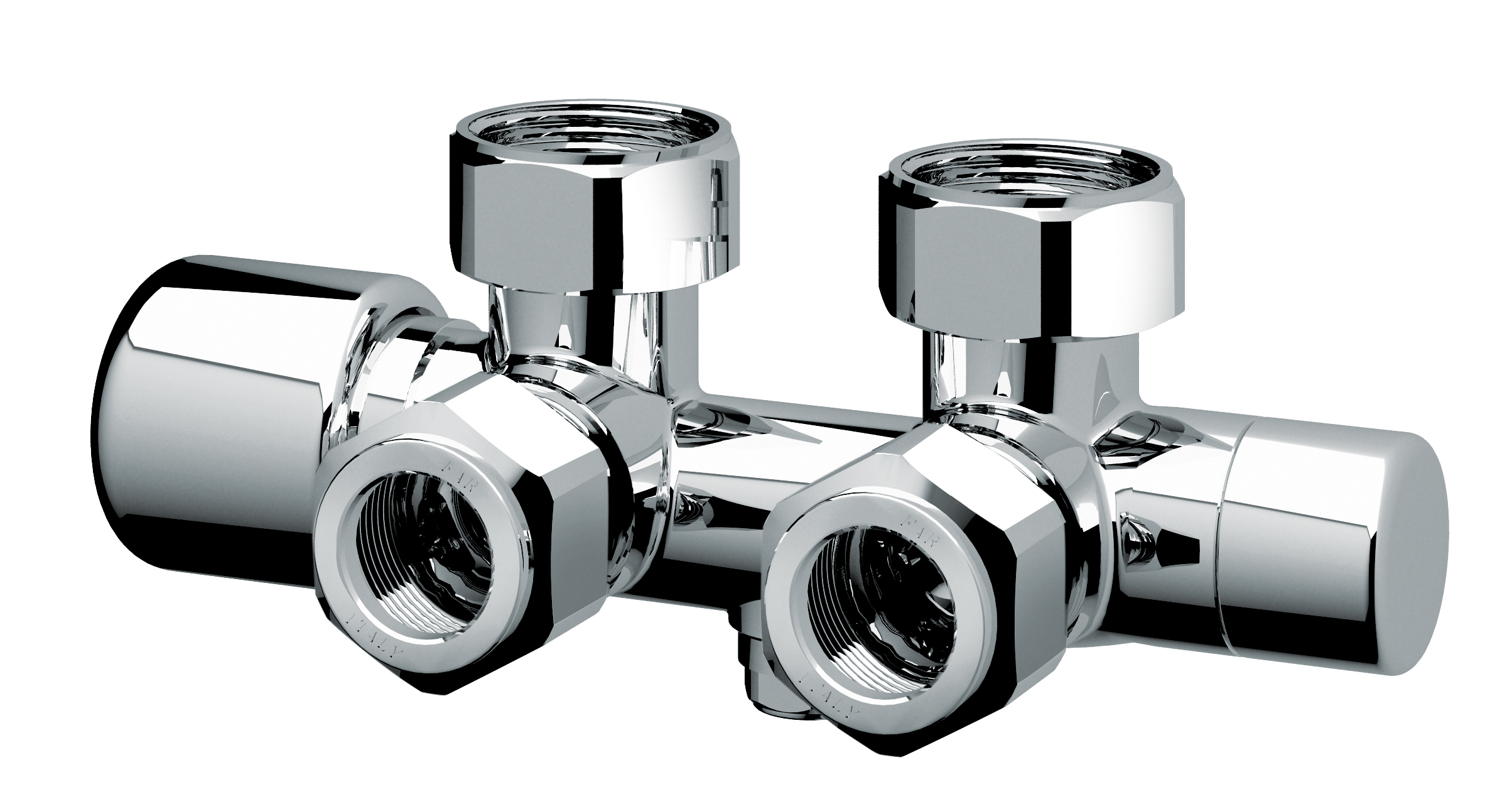 Н-обр. сереб. узел с термо.и зап.клапанами, угл., M24х19 - 3/4"ВР