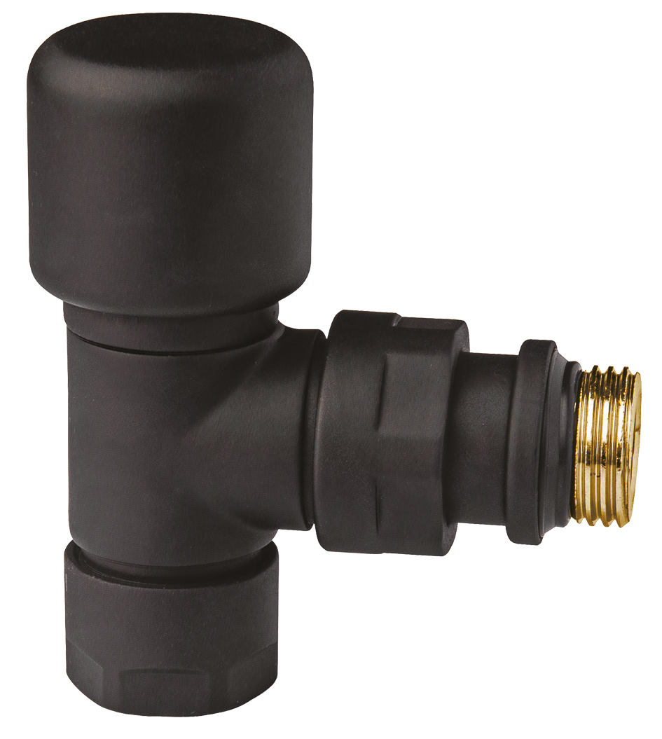 Вентиль термостат. углов. 1/2"гайка М24х19, черн.матов.