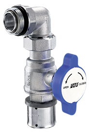 Краны шаровые угловые под термометр c пресс-соединением